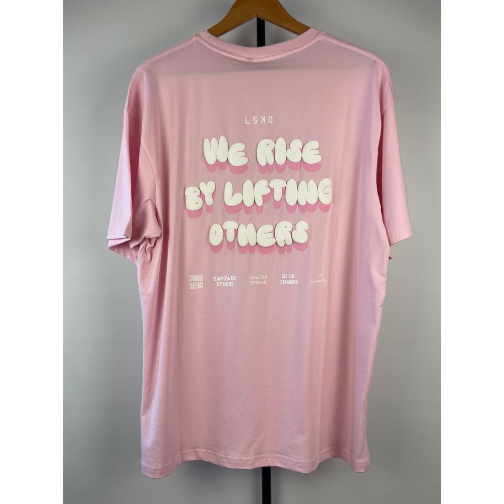 LSKD We Rise By Lifting Others Graphic FLXCotton Oversized T-Shirt Pink Size M